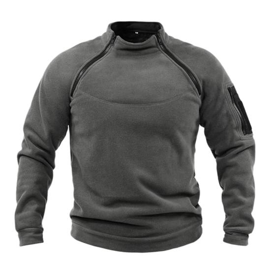 Watches 2 Mannen Sweatshirt Warme Ritsen Losse Zachte Ademende Trui Lange Mouw Winddicht Opstaande Kraag Herfst Tops Dagelijkse Kleding XL donkergrijze kleur