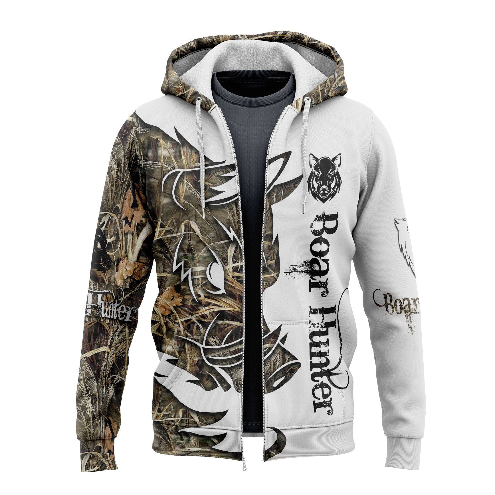 Nihao Nieuwe Outdoor Boar Hunter Dierenjacht Camo Tattoo 3D Print Mannen Hoody Jas Nieuwe Mode Streetwear Zip Sweatshirts Casual Jas 6XL