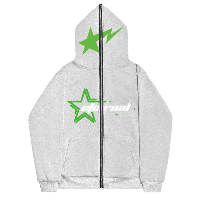 TENJINGE Trendy Herfst Heren Hoodie Jas Y2K Gothic Donkere Ster Patroon Rits Sweatshirt Buitenmode Vintage Paar Hoodie Jas XXXL