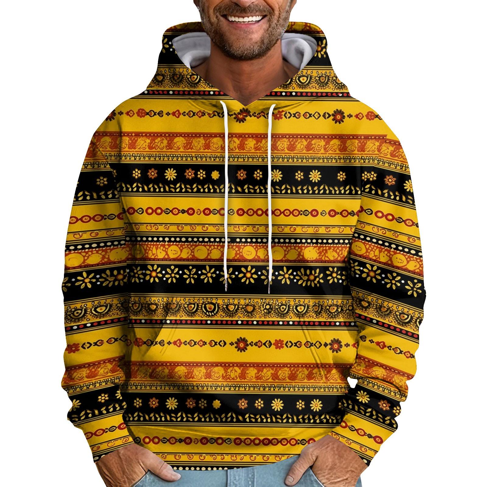 Challenge Heren Losse Bloemen Bedrukte Capuchon Sweatshirt Heren Casual Mode Sport Sweatshirt XXXXL geel