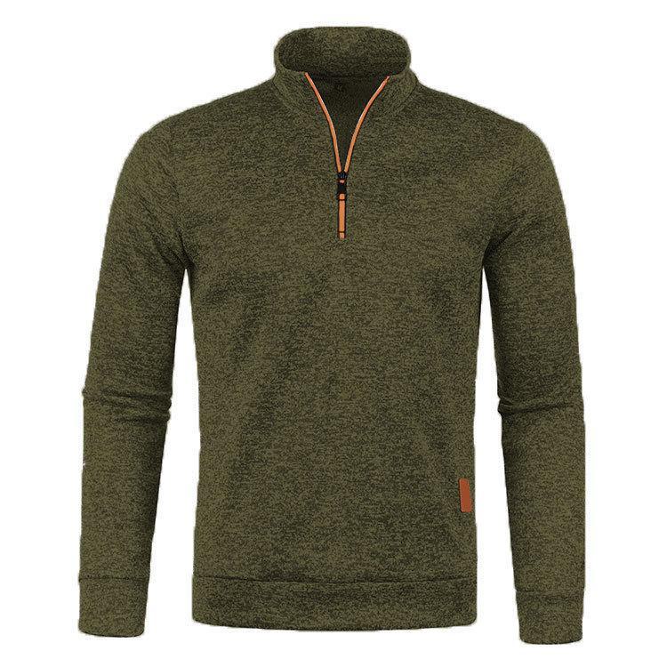 Top Men Wardrobe Trendy herentrui met rits - dun fluweel, gebreide mouwen, grote maat S