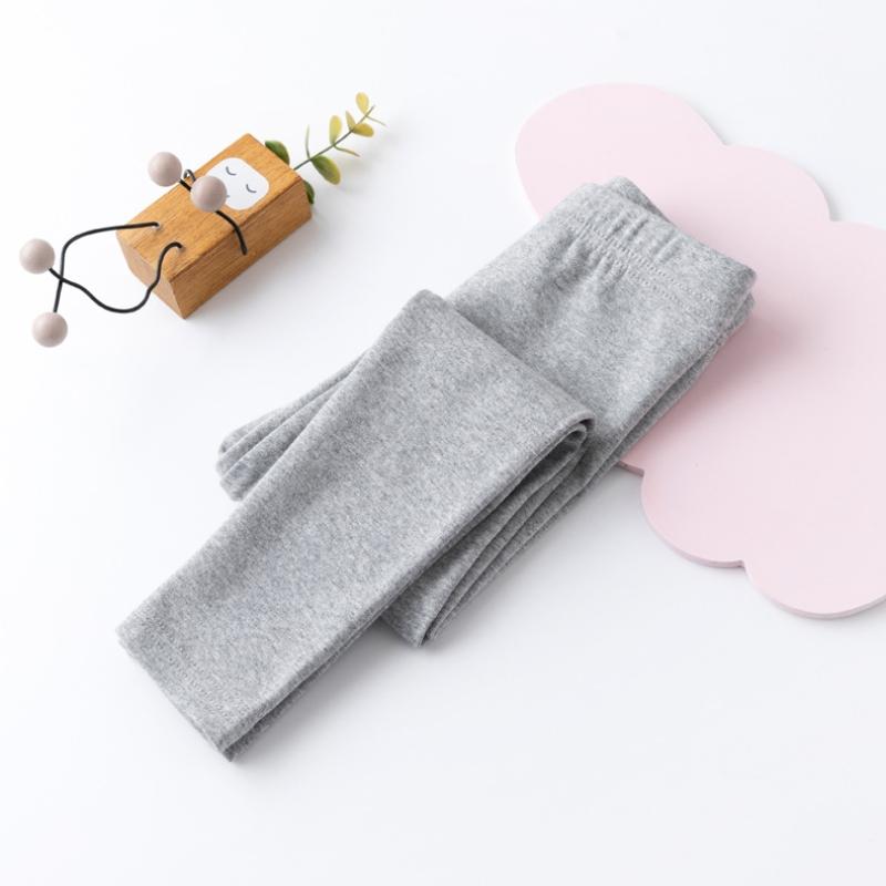 Lawadka Girls' Leggings Spring And Autumn Style Cotton Baby Girls Baby Elastic Pants Children's Slim outer Wear Pants 120 grijs