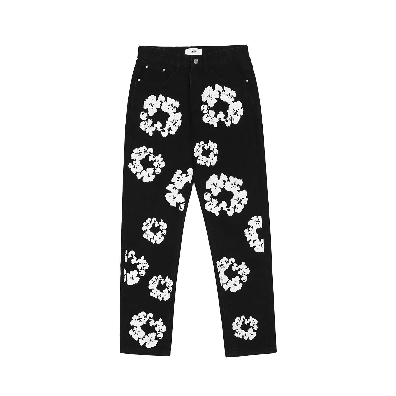 MAO MAO DIAN Heren- en damesmode Losse casual bloemen high street jeans L