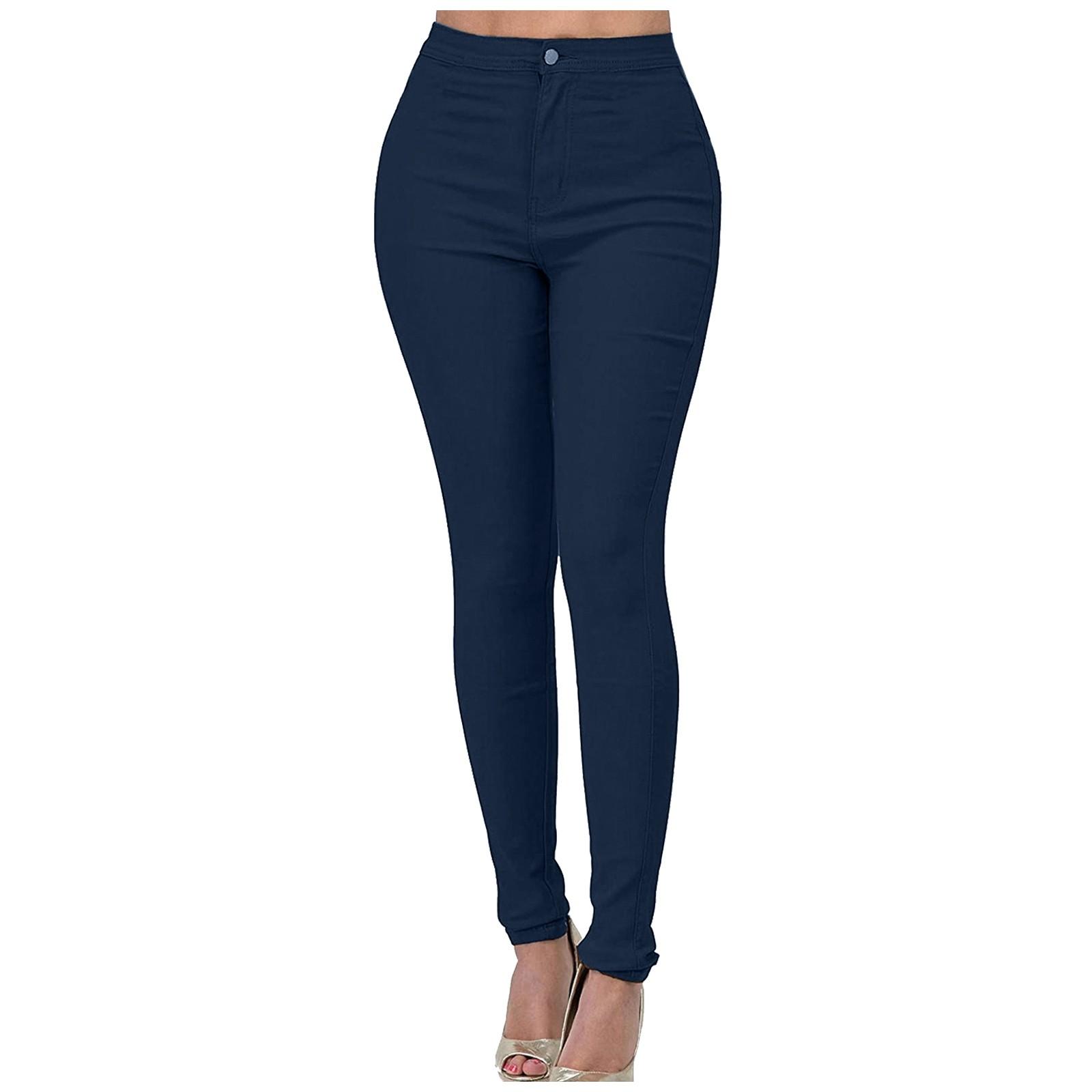 Challenge Casual damesbroek, slanke mode, elastische jeansbroek, potloodbroek XL blauw