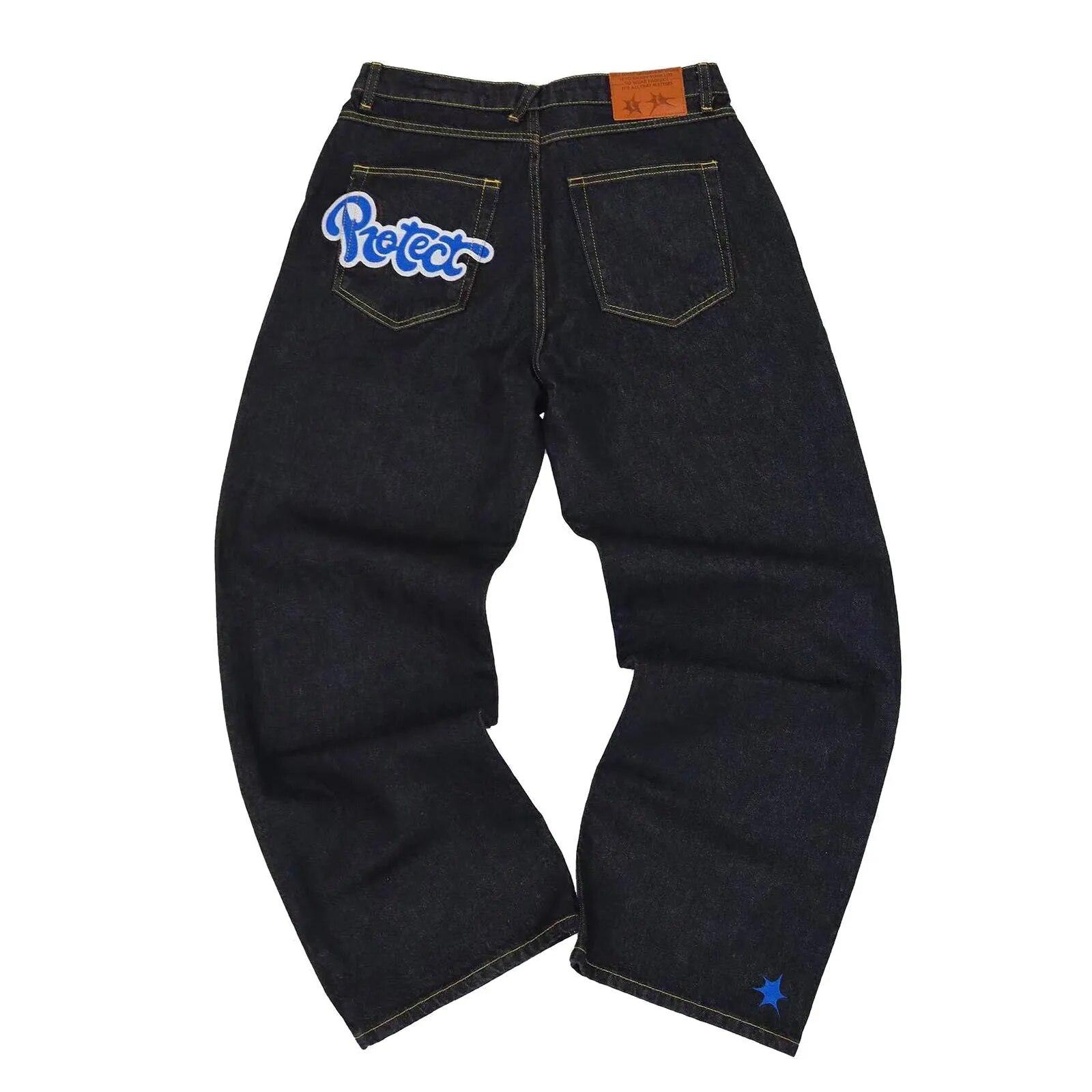 Kuake Duan Mannen Vrouwen Y2K Jeans Broek Hip Hop Straat Rechte Been Jeans Lente Herfst Denim Broek Nieuwe Mode Casual Broek streetwear S blauw