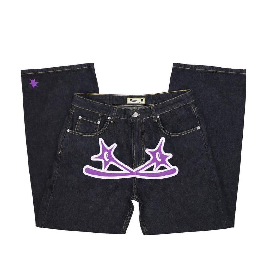 Kuake Duan Mannen Vrouwen Y2K Jeans Broek Hip Hop Straat Rechte Been Jeans Lente Herfst Denim Broek Nieuwe Mode Casual Broek streetwear M paars