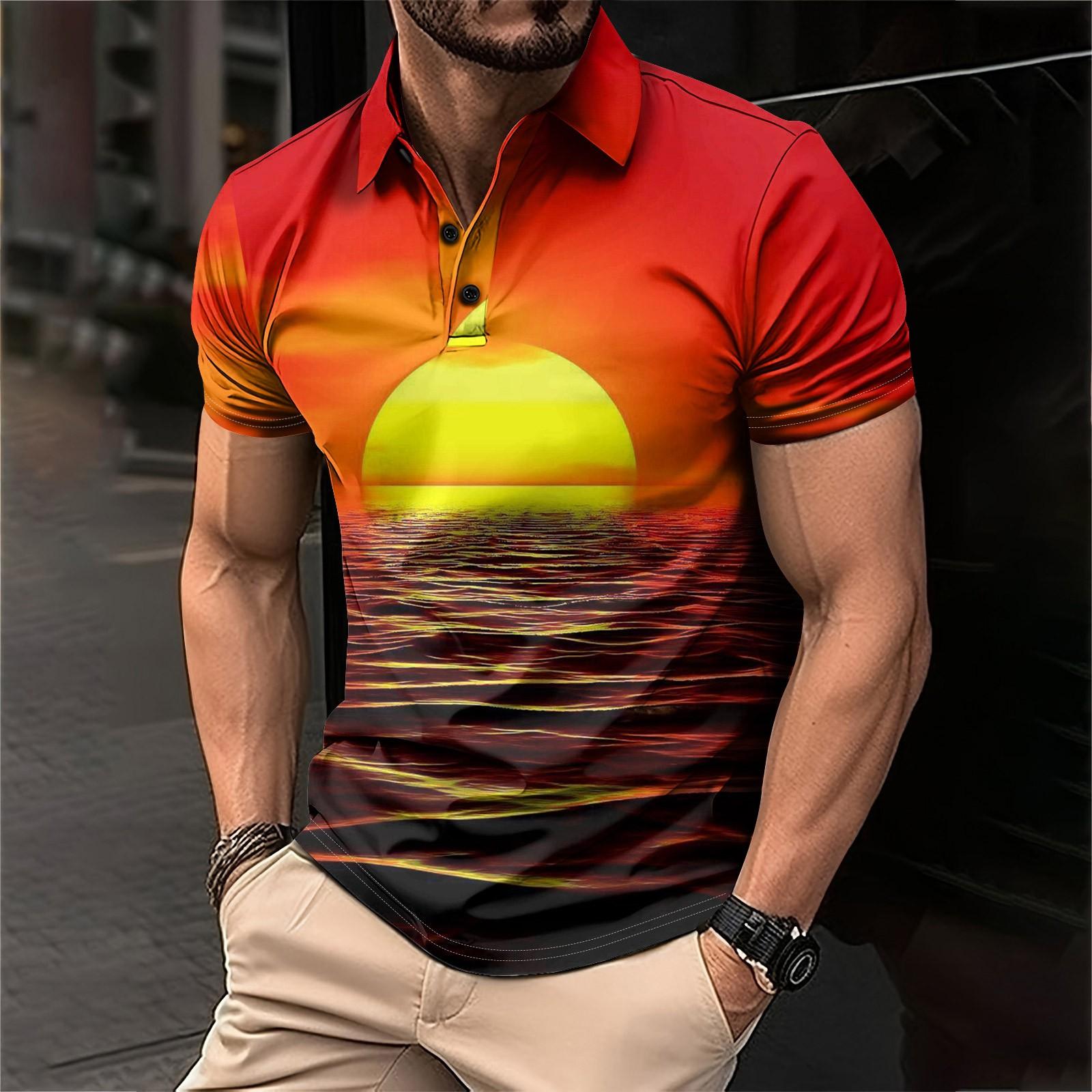 Challenge Heren Golf Hawaiian Print Shirt Casual Sport V-hals Korte Mouw M