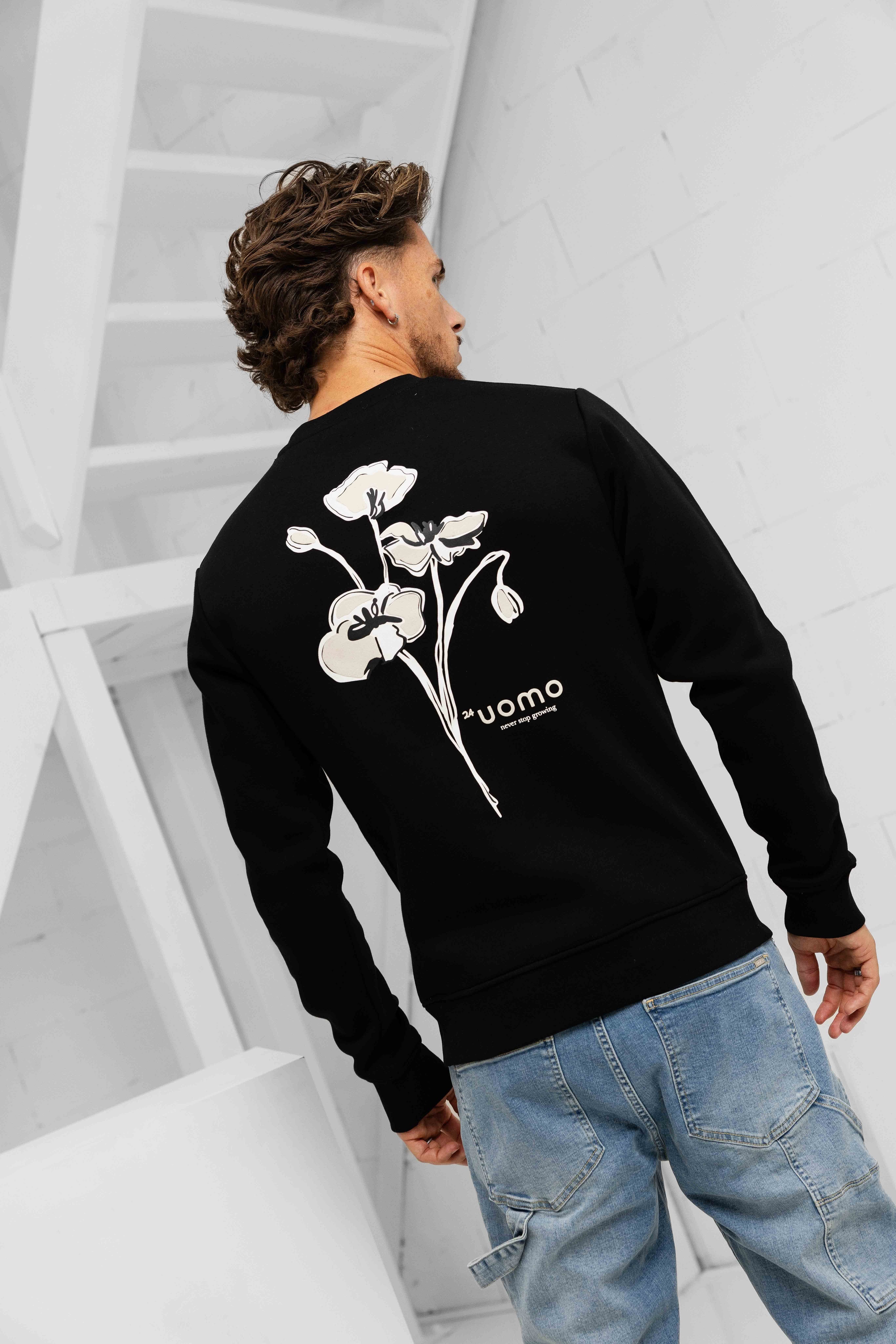 24 Uomo Flower Sweater Black/Beige