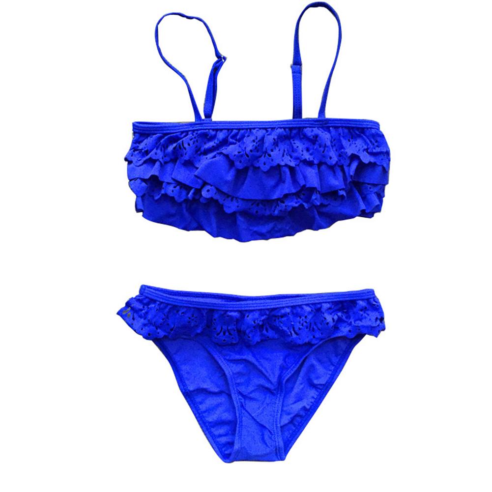 All for Kids All for BB 2Pcs Kinderen Meisjes Holle Ruffles Strappy Bikini Badpak Badmode 13-14 Years blauw