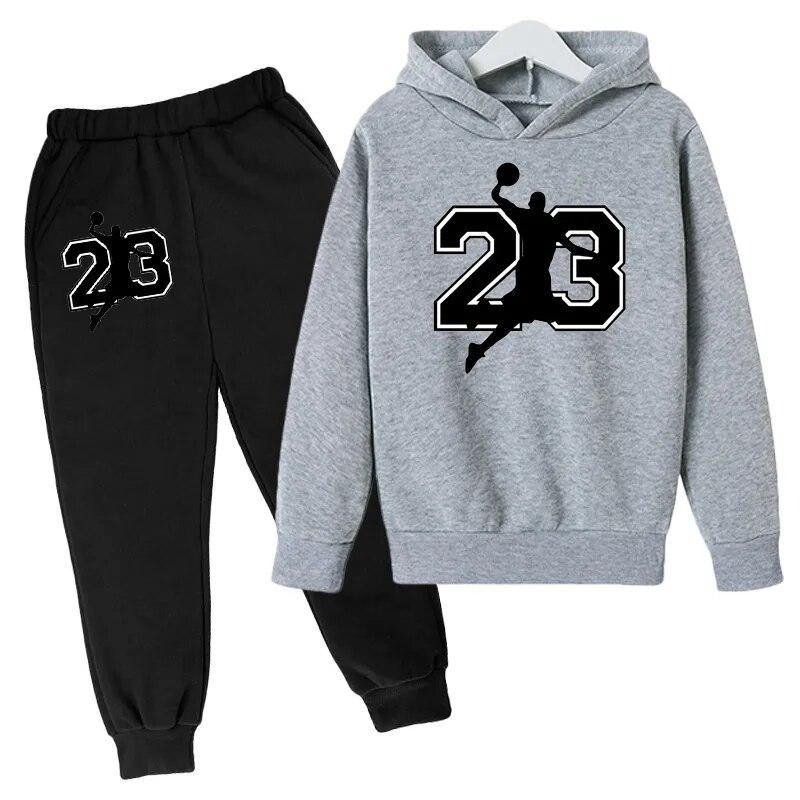 Xuhaijian02 23 Basketbal Hoodie Sport Hoodie Lente Herfst Kinderen Hoodie + Broek 2-delige set Tiener Schattig 4-14Y Jongens Kinderen Meisjes Hoodiepakken 150