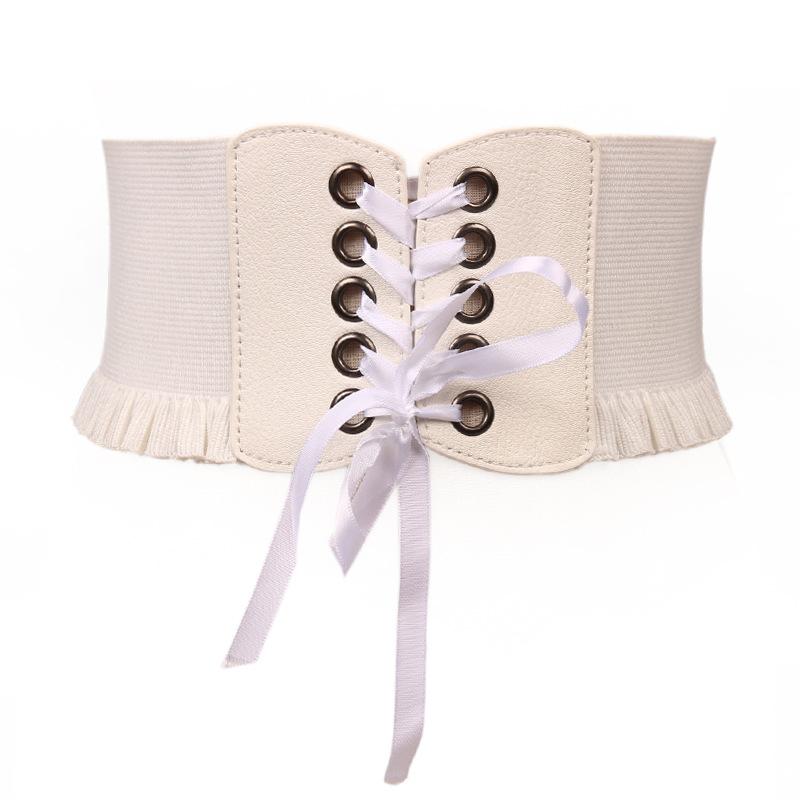 COOLERFIRE FASHION Brede riem voor vrouwen Hoge kwaliteit mode korset tailleband elastische riemen voor vrouwen luxe merk witte stretch broekriemen DT075 60CM-80CM wit