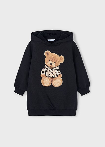 Mayoral winter jurk meisjes - zwart - fleece - capuchon