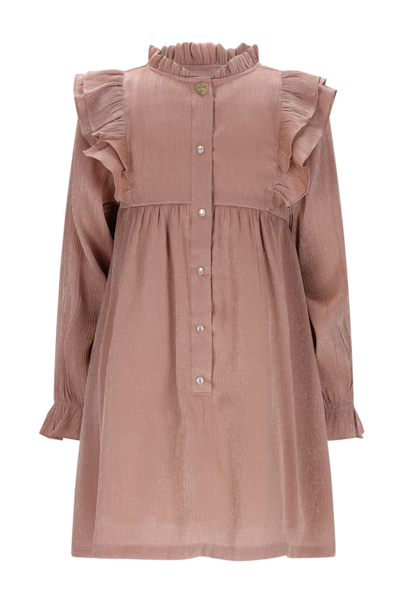 Le Chic winter jurk meisjes - bruin/rood - Skylar - ruffle