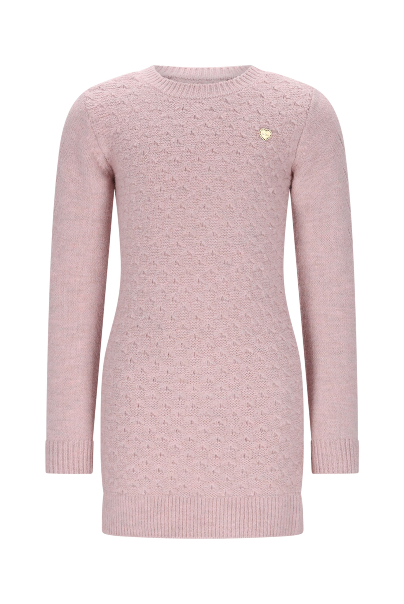 Le Chic winter jurk meisjes - roze - Saknita - gebreid