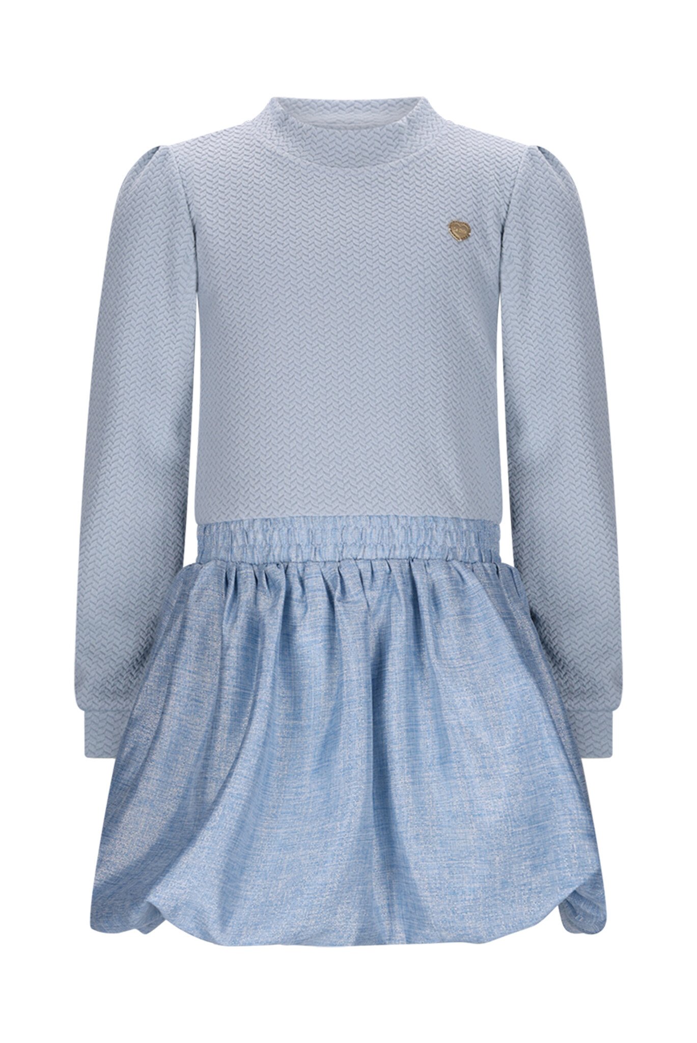 Le Chic winter jurk meisjes - blauw - Salloon - gebreid, glitter