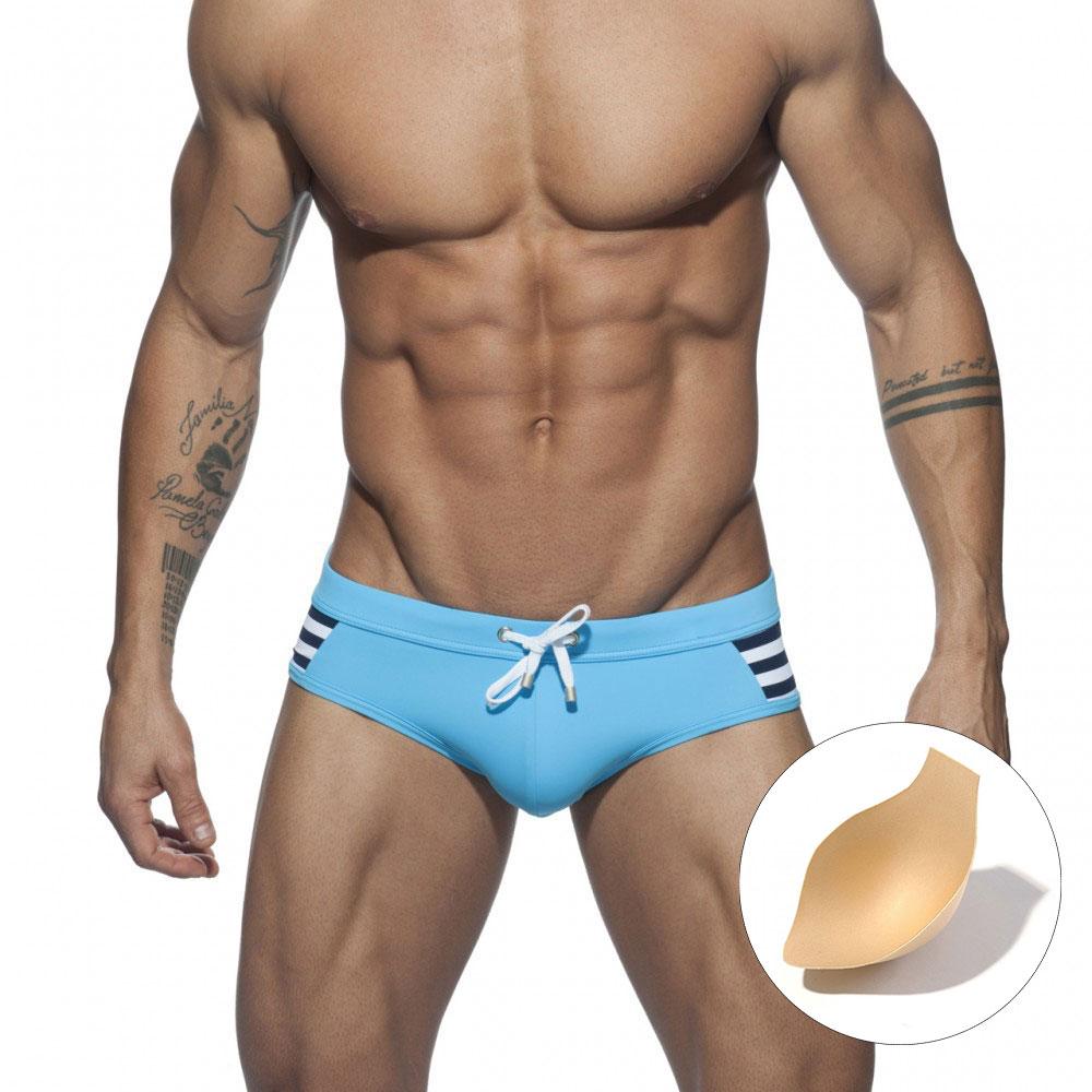 UXH Fashion Herenmode Kleurblok Racer Korte Strakke Zwemslip Trunks Broek Lage taille Trekkoord Sneldrogend L