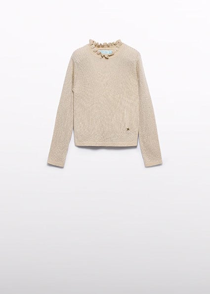 Abel & Lula winter sweater meisjes - beige - coltrui - gebreid
