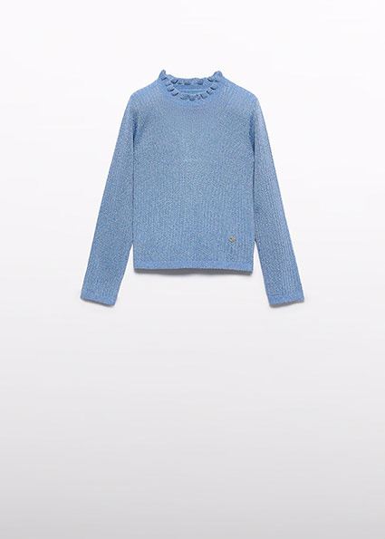 Abel & Lula winter sweater meisjes - licht blauw - coltrui - gebreid