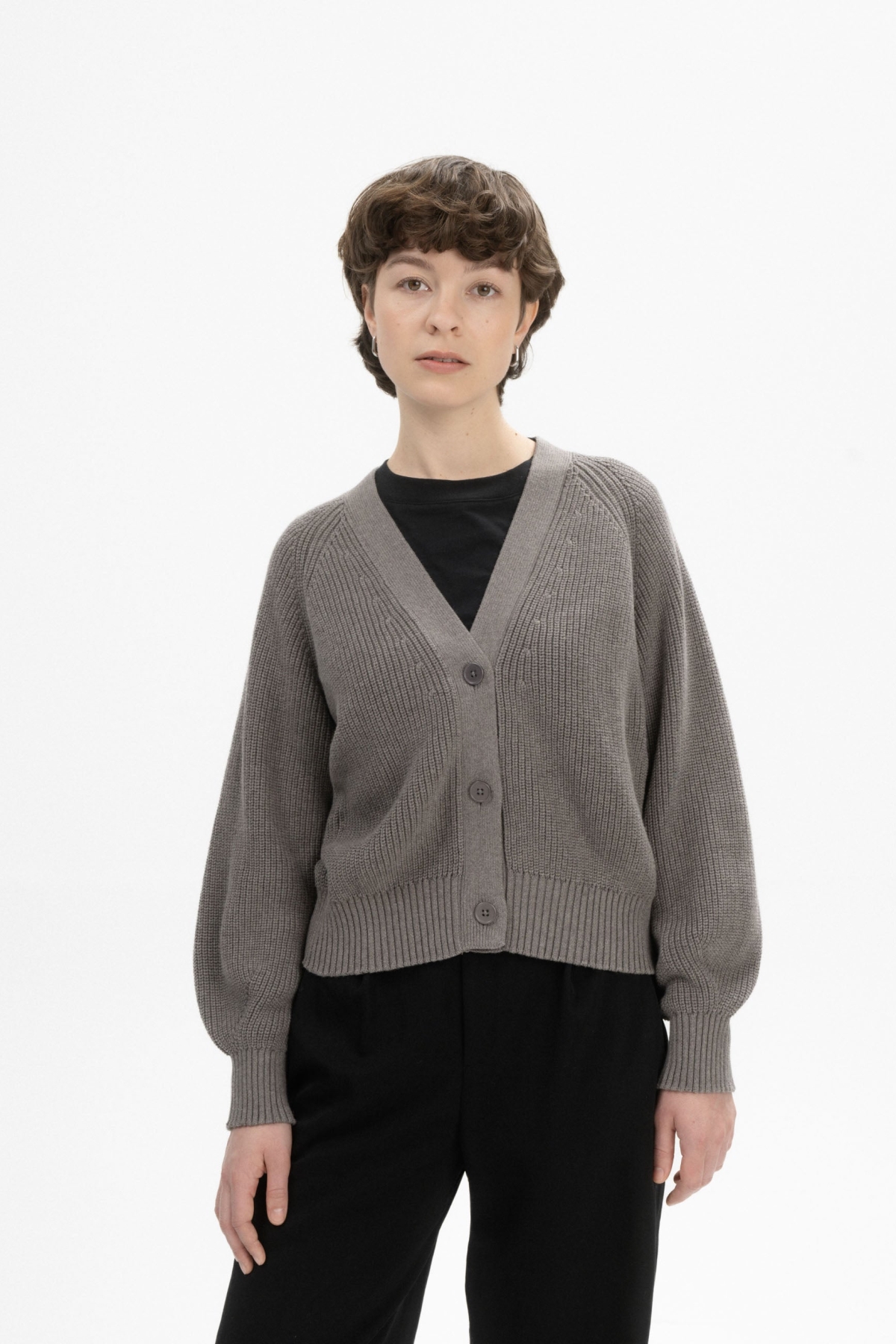 MELA Damen vegan Strickjacke Rippe Bhuma BÃ¤r nge