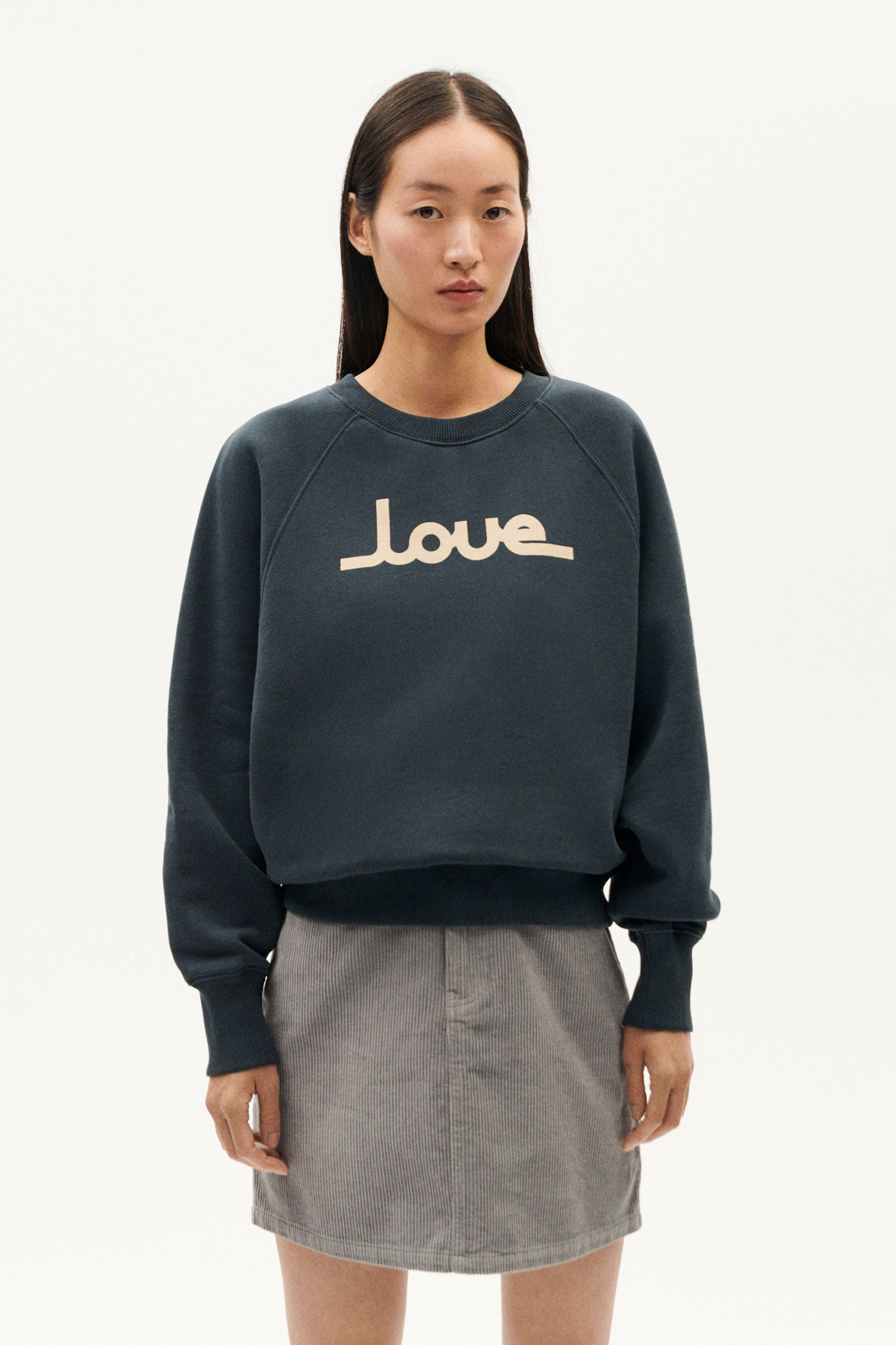 Thinking mu Damen vegan Sweatshirt Bonnie Liebe Graphit