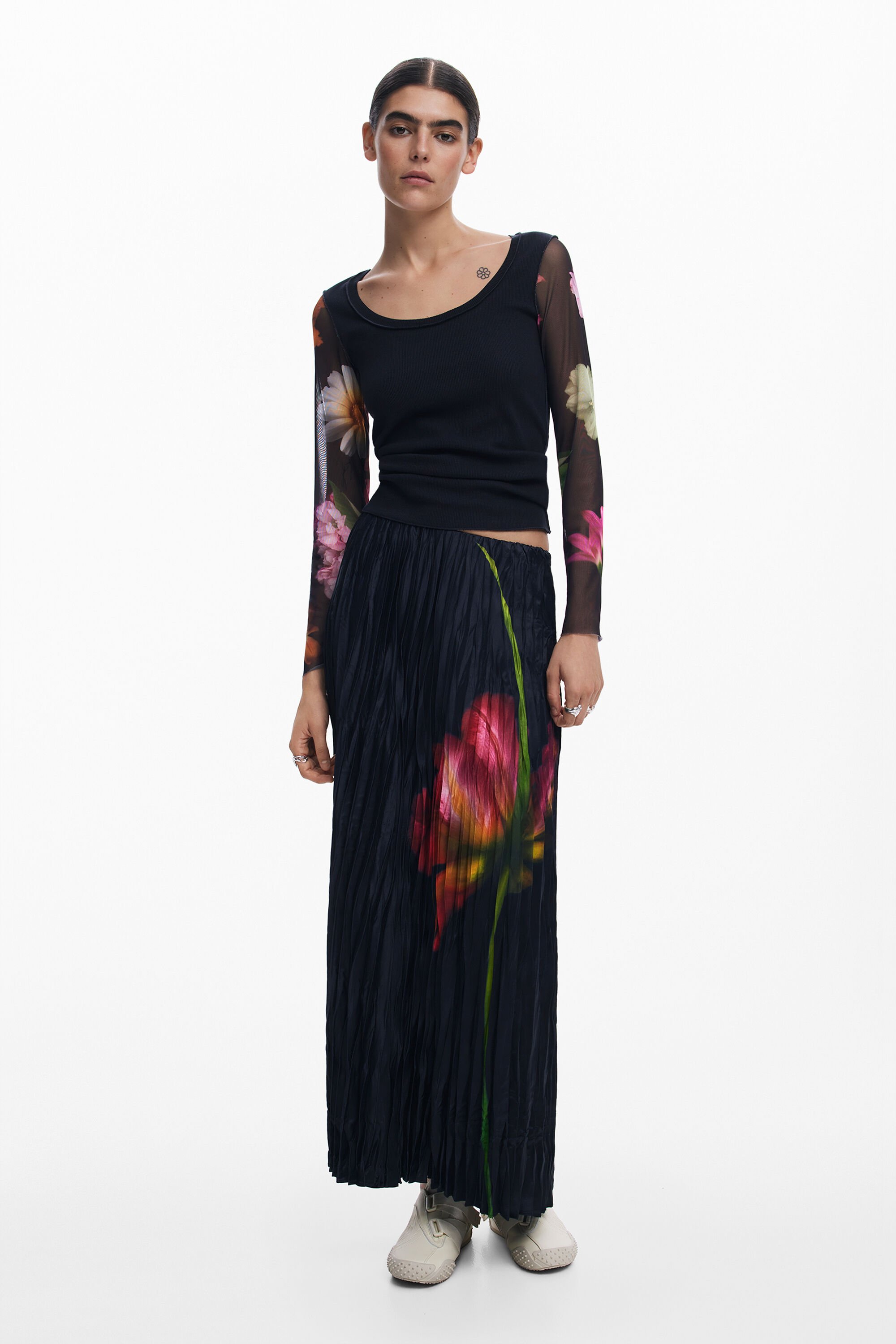 Desigual Kreukeltextuur rok - BLACK