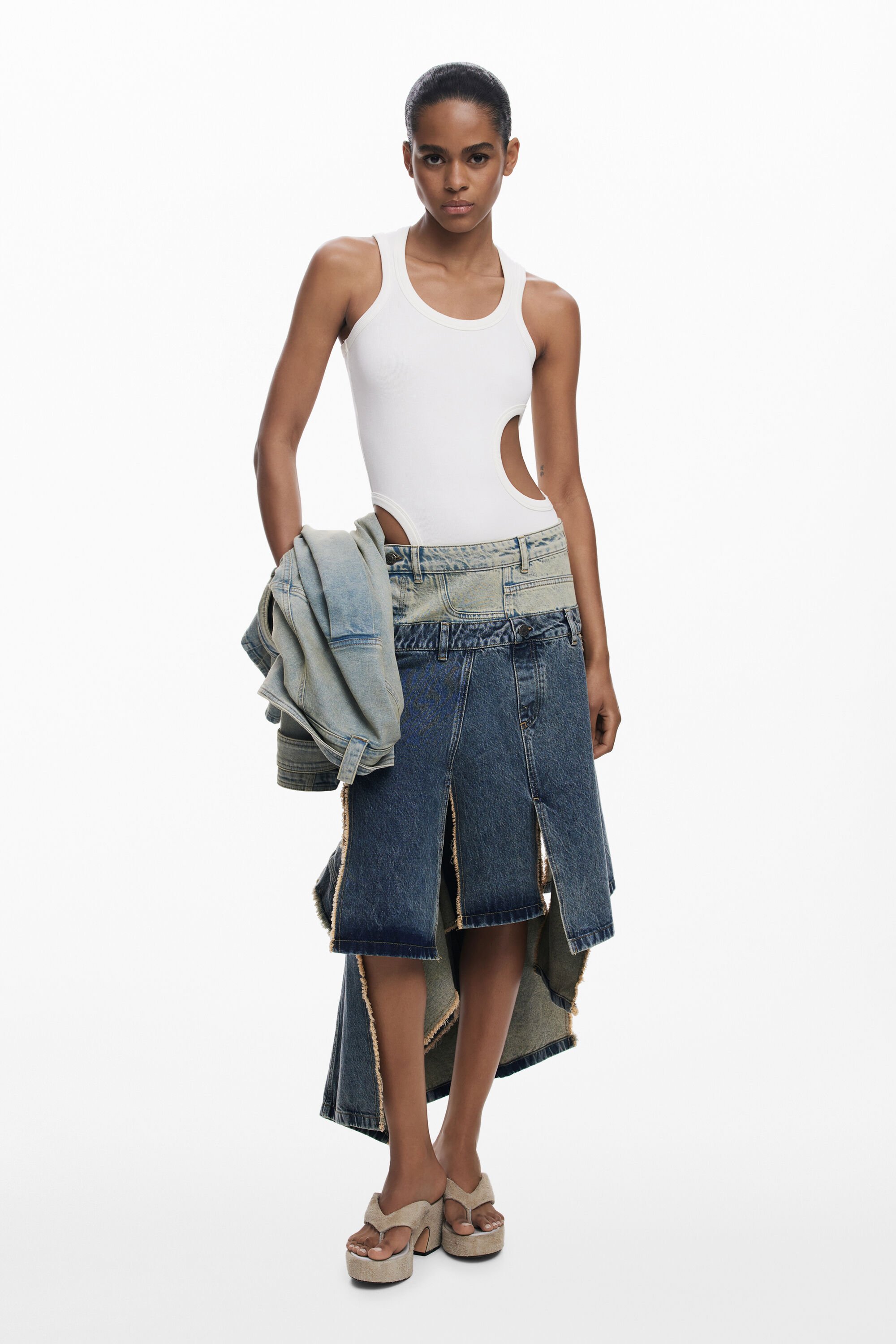Desigual Lange rok met dubbele taille - BLUE