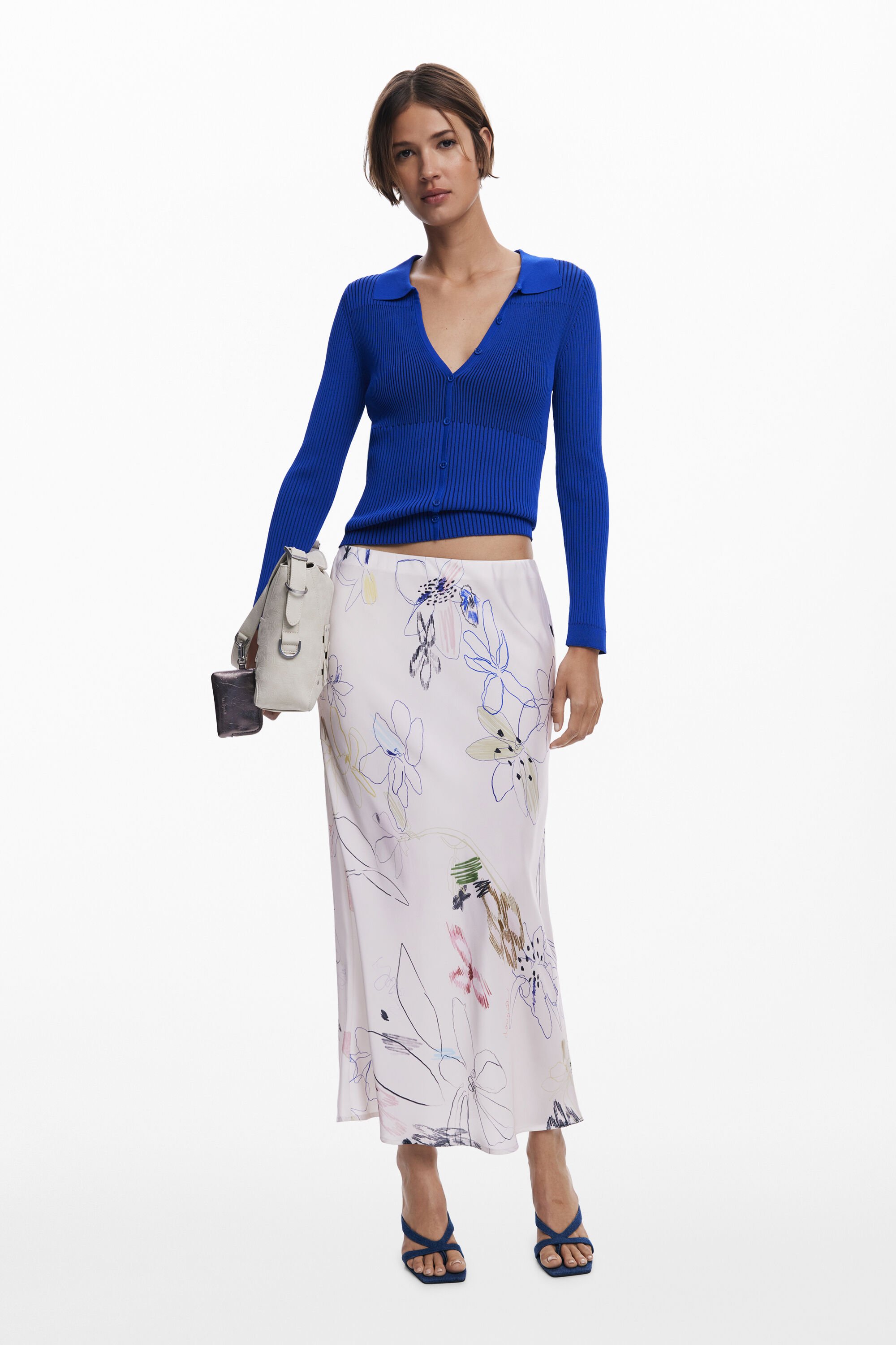 Desigual Lange rok met strepen - WHITE
