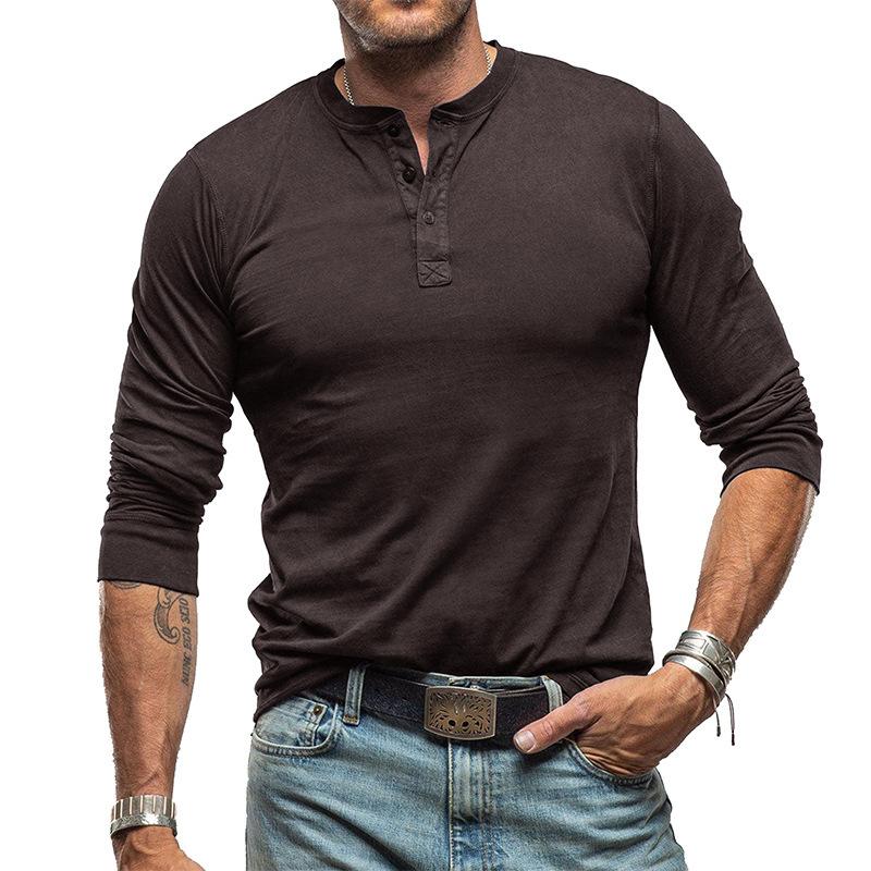 Phoca largha Heren Casual Lange Mouw Henley Overhemd 3-knoops Katoen Losse Taille Ademende T-shirts voor Mannen Effen Lichtgewicht Zacht Comfortabele Pasvorm Pullover Top XL