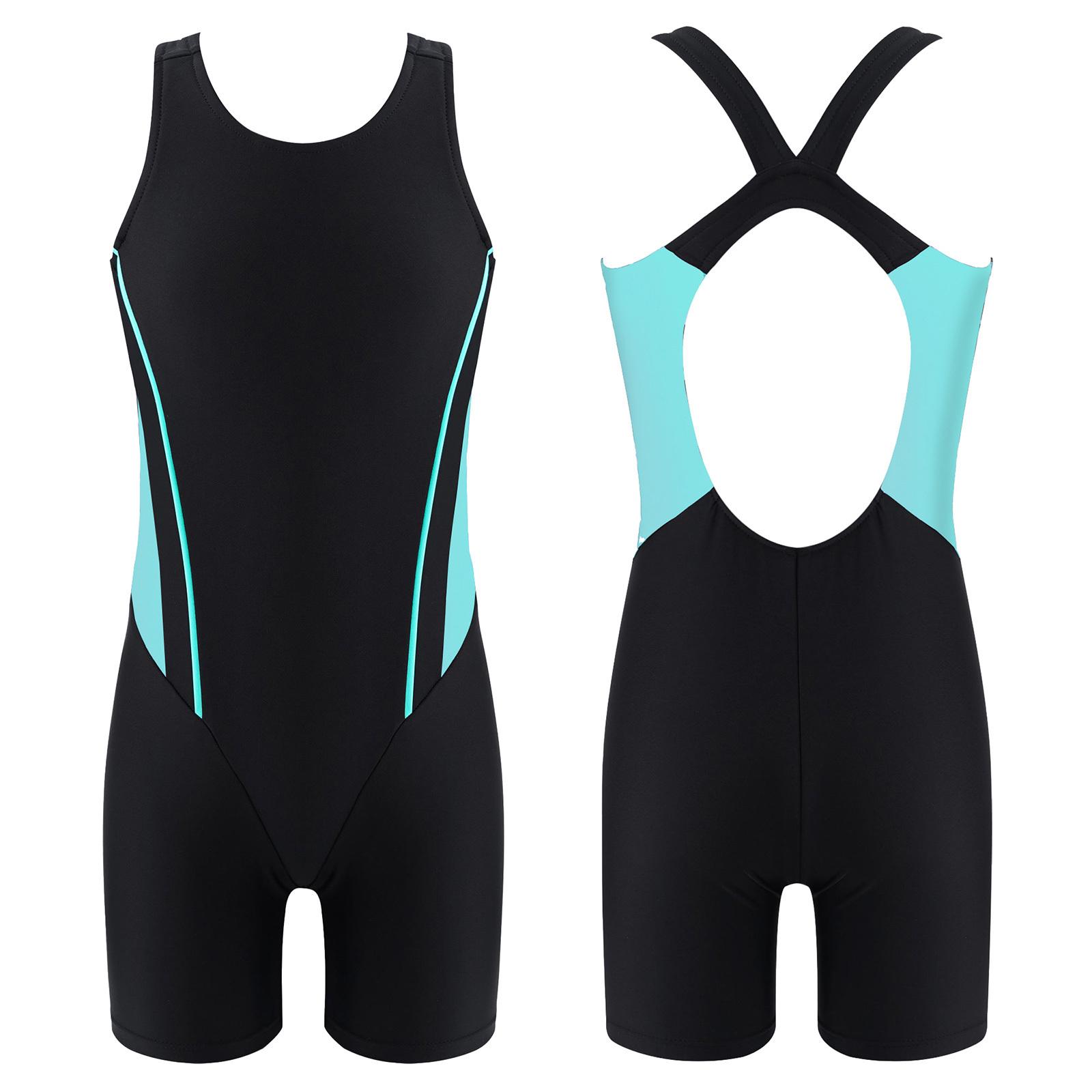 ZDHoor Kinderen Meisjes Eendelig Mouwloos Ronde Hals Shorty Wetsuit Badpak Badmode Badpak 7-8 Years