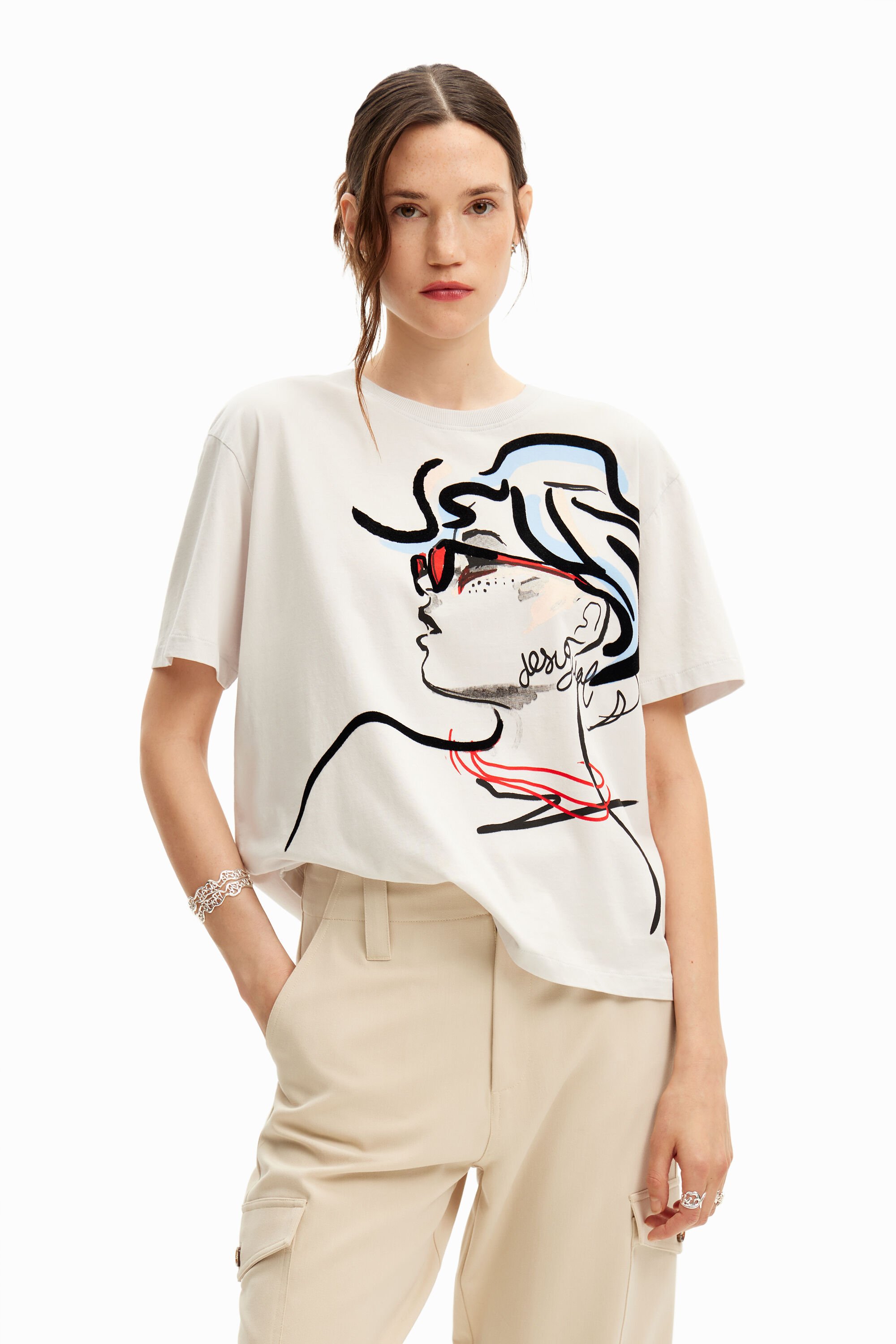 Desigual Effen T-shirt illustratie - WHITE
