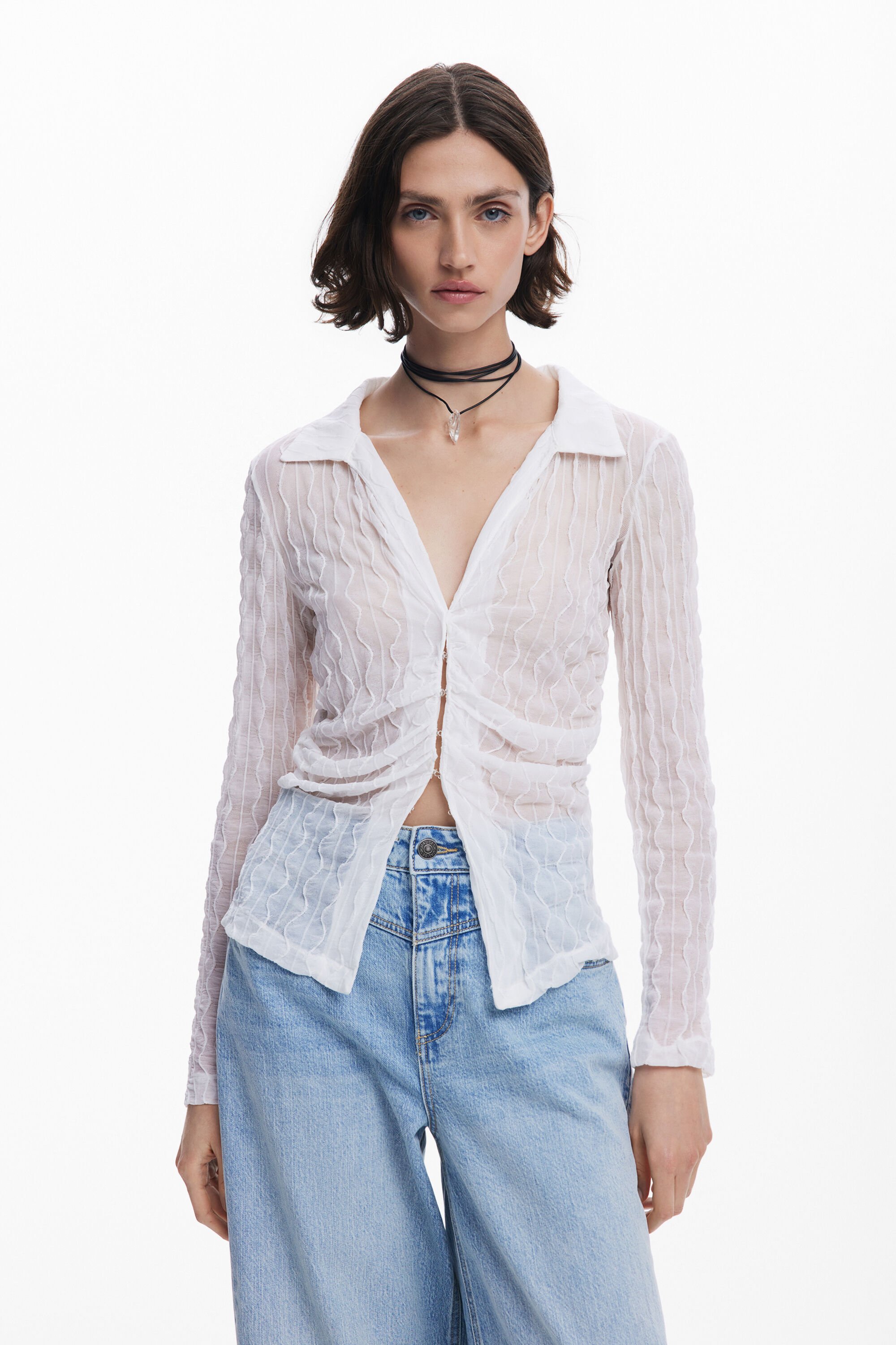 Desigual Semi-transparant T-shirt - WHITE