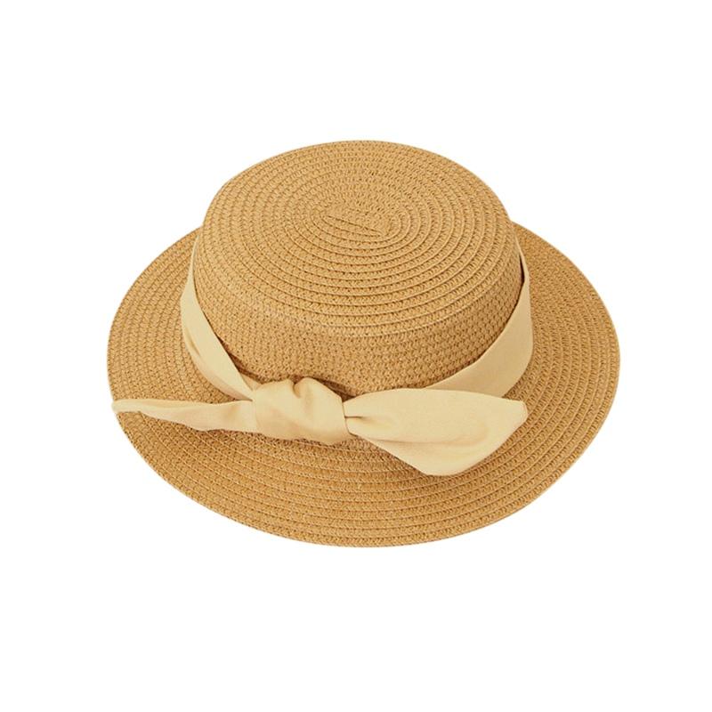 Sunshine kids clothing Bow Kids Stro Zonnehoeden Kinderen Meisjes Zomer Strand Hoeden 50-52-54cm Kinderen Platte Vizier Caps Zonbescherming circumference 50cm