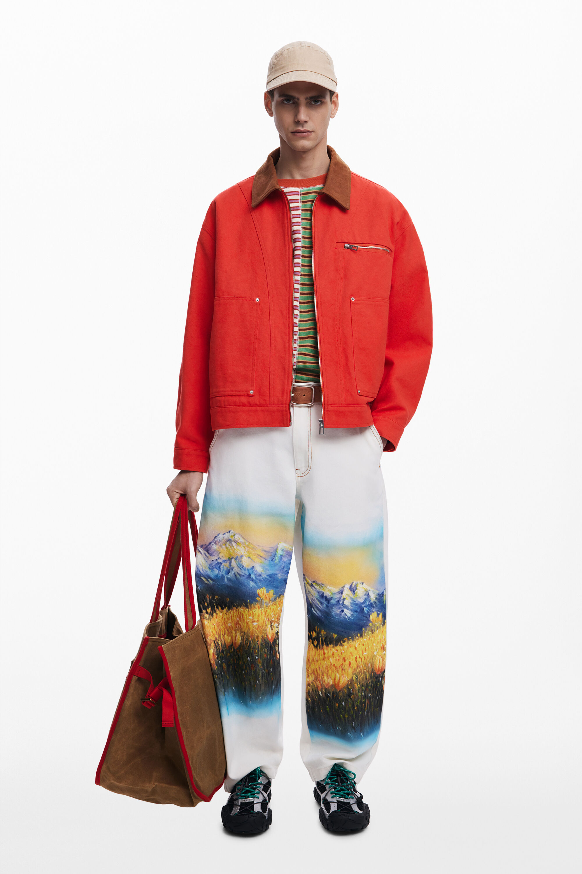 Desigual Lange broek landschap - WHITE