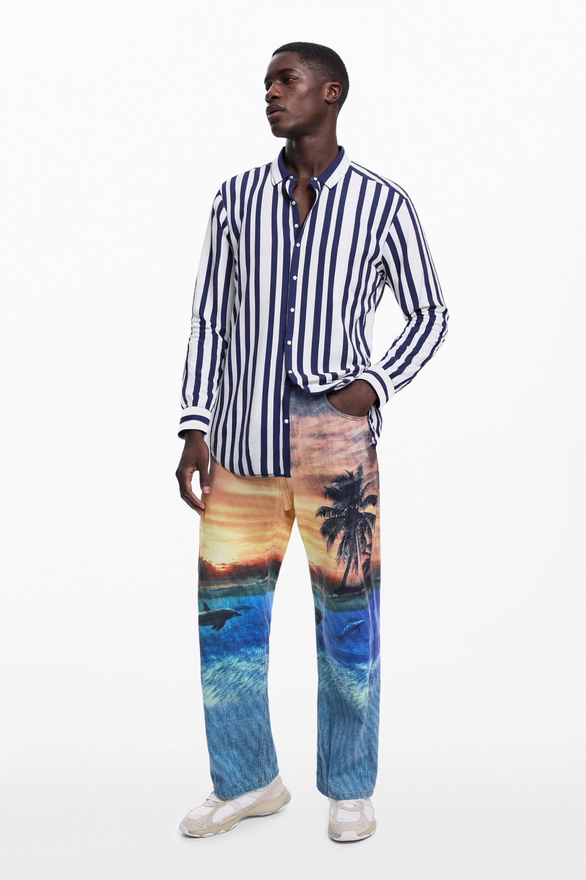 Desigual Oversized gestreept shirt Botter - BLUE
