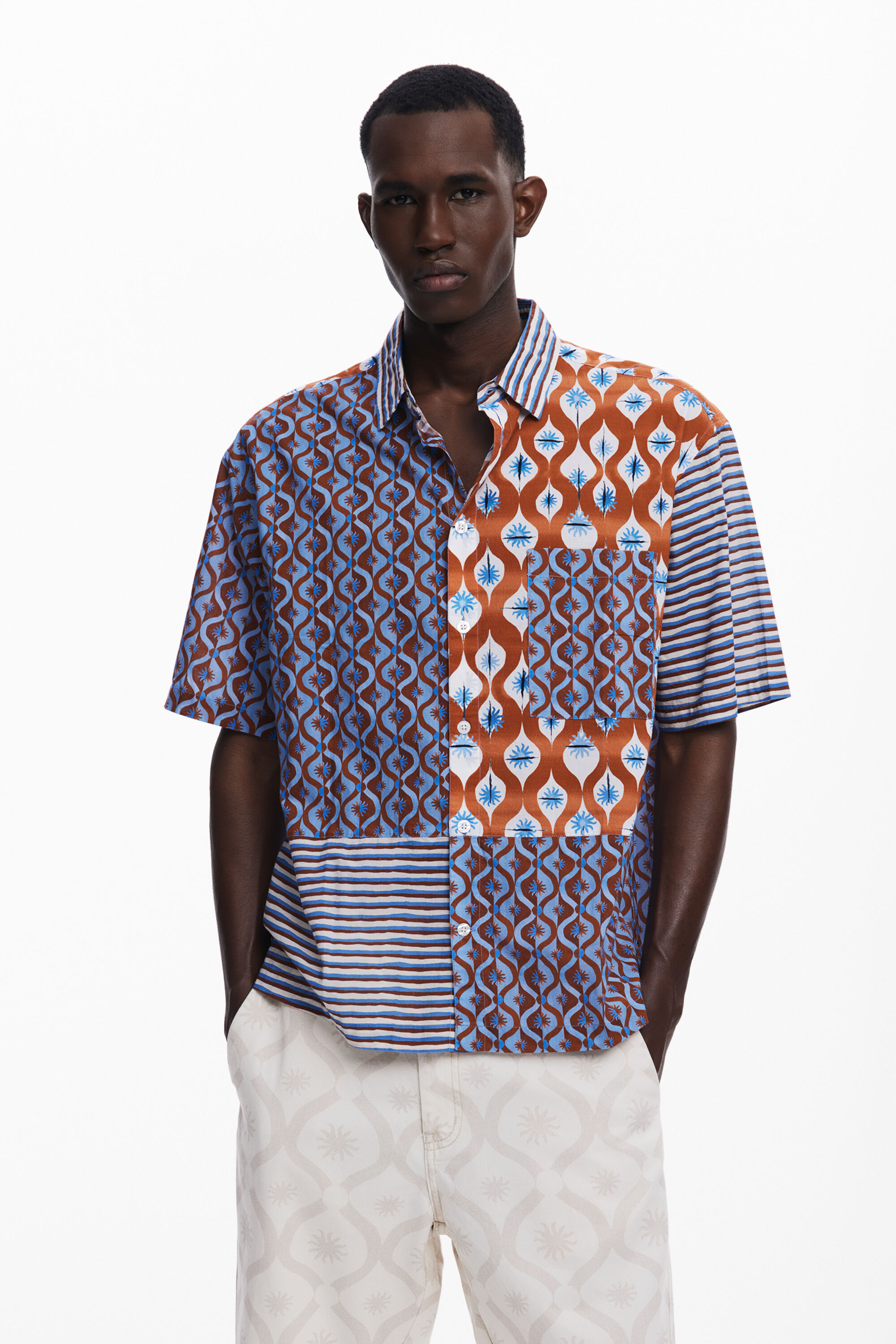 Desigual Kortemouwenshirt met zonnen - BLUE