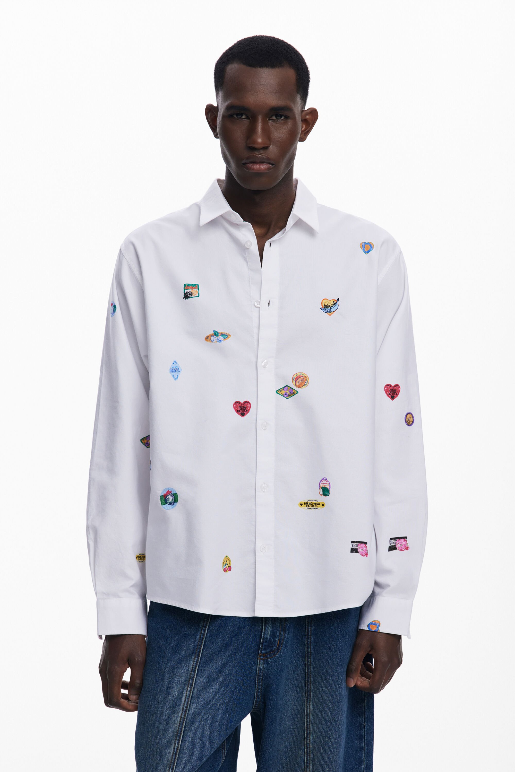 Desigual Overhemd met lange mouwen en tekeningen - WHITE