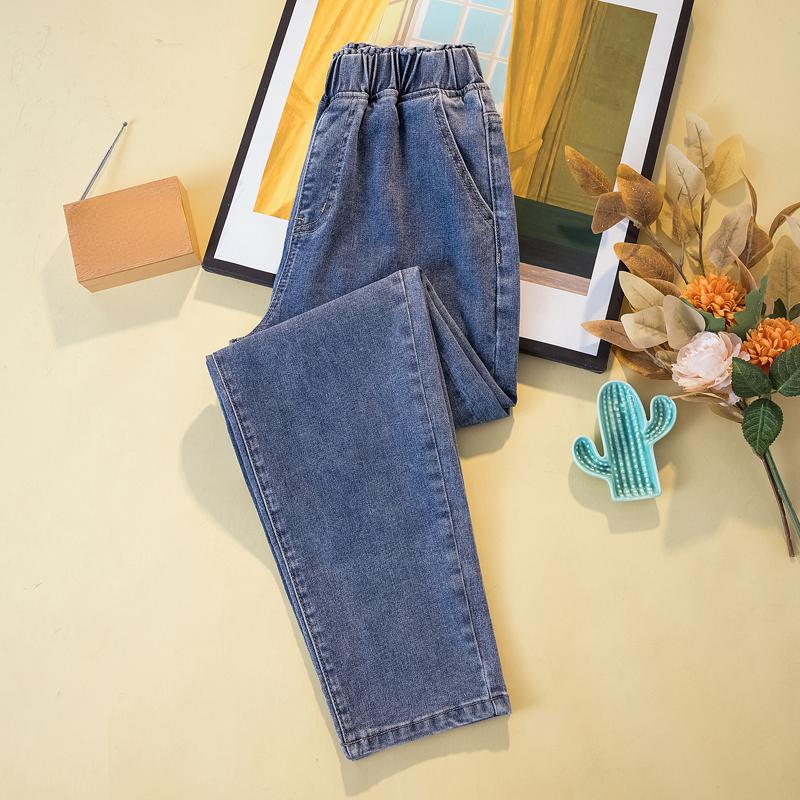 Just Fashion X Summer Jeans Long Pants Women Elastic Loose Basic Harem Pants Trousers Blue Jeans High Waisted XL blauw