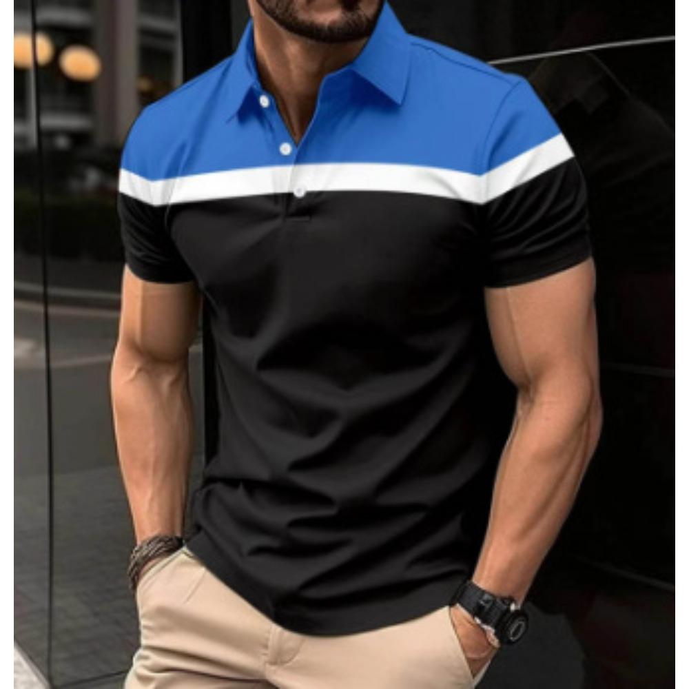 Our T-shirts Herenmode Casual Veelzijdig Gestreept Poloshirt met Opstaande Hals en Korte Mouwen 5XL