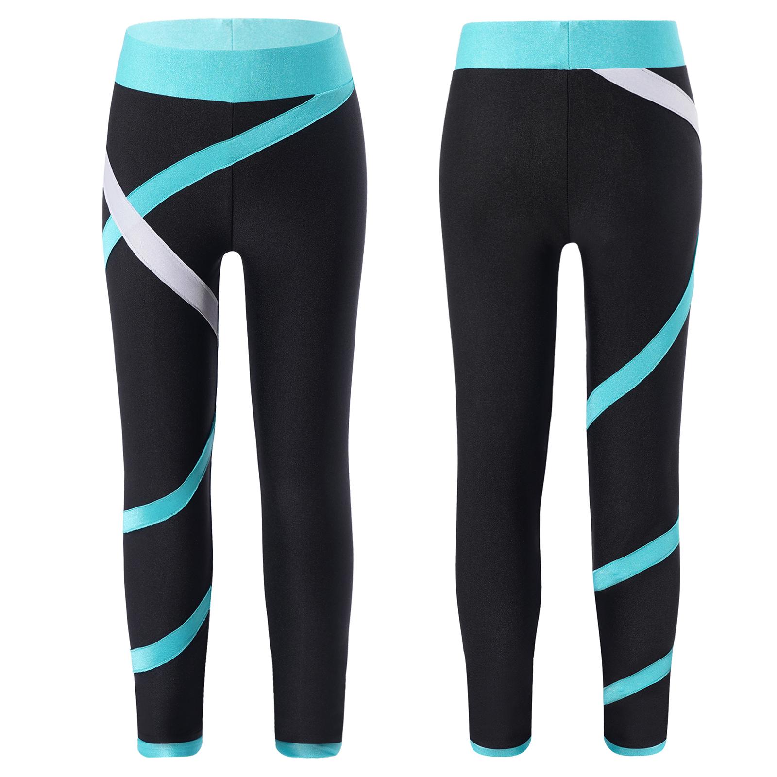 Fldy Meisjes Colorblock Gym Sportbroeken Schaatsen Strakke Legging 13-14 Years groen