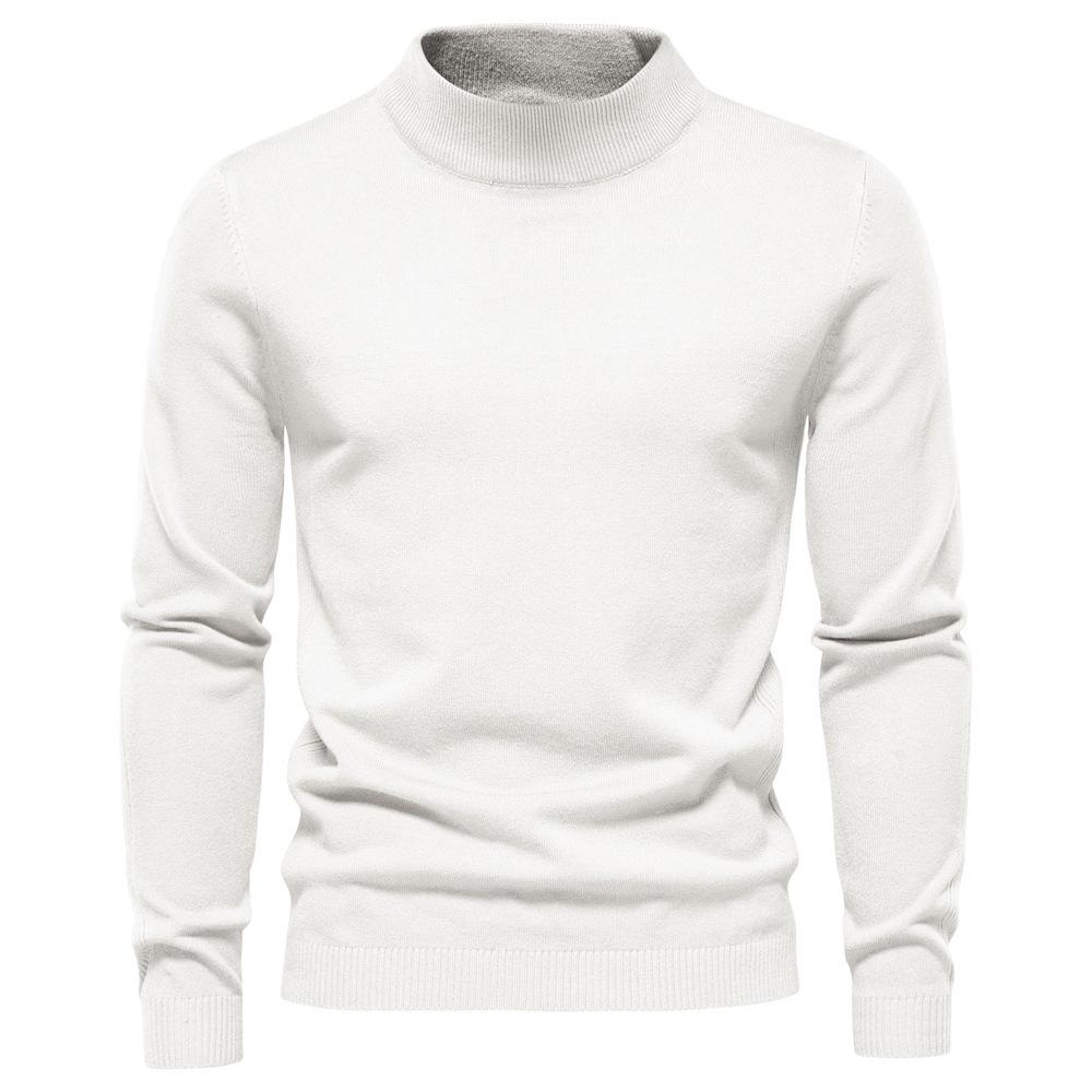 CHIC STUDIO Herfst en winter Niet vervagen Anti-pilling Kerngesponnen garen Effen kleur Heren semi-coltrui Onderkant gebreide trui 4XL