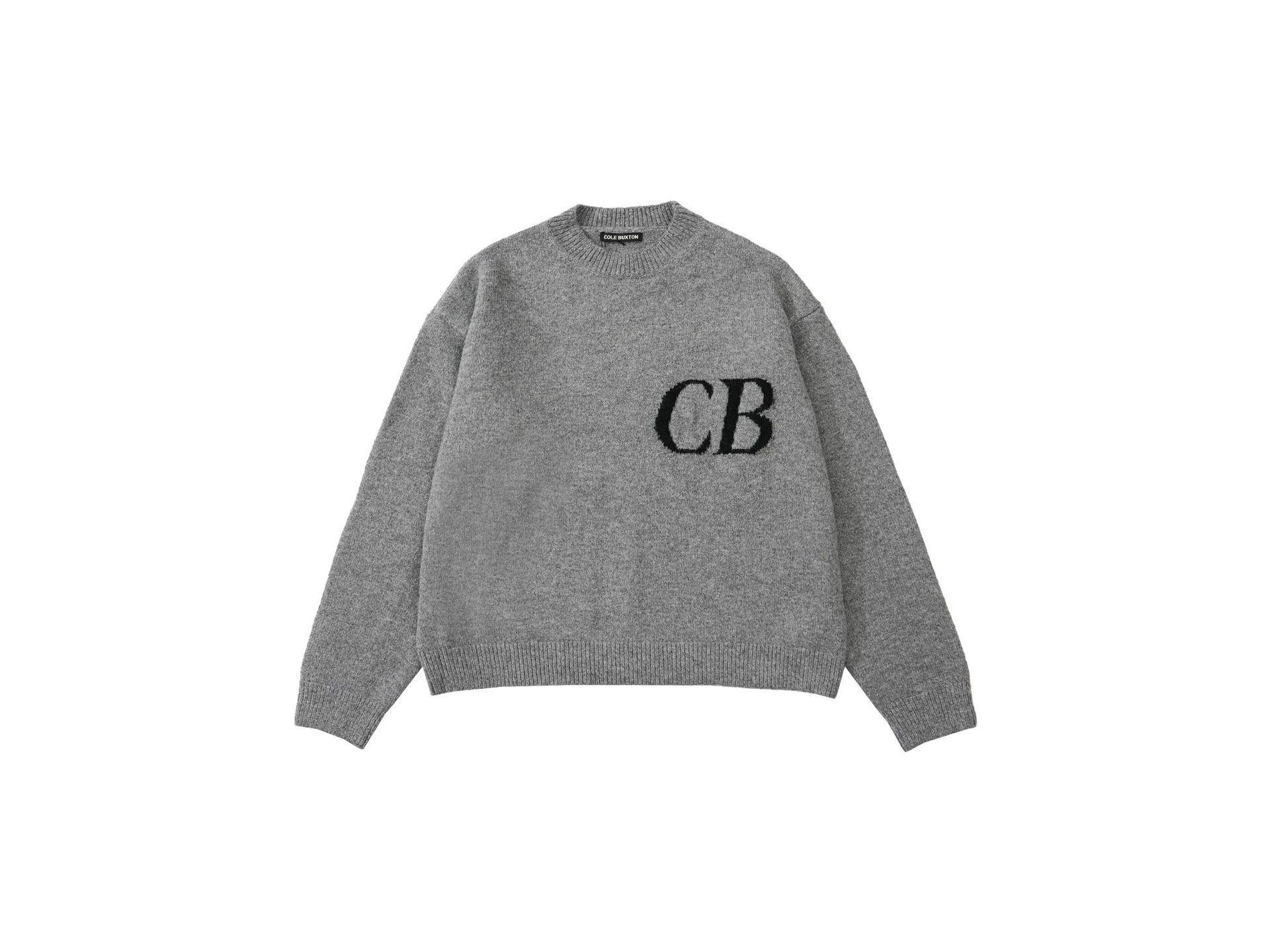 StrideBox CB Trendy Minimalist Logo Jacquard Sweater - Unisex, Loose Fit, Round Neck M
