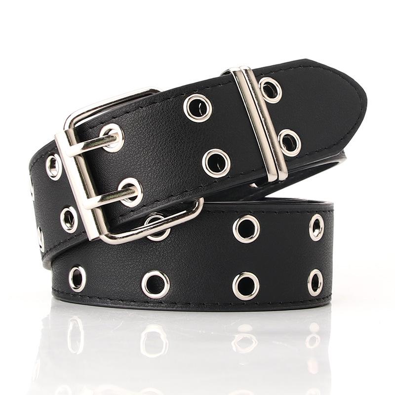 L.RIDING PULO Gepersonaliseerde dubbele uitlaatoogriem, modieuze klinknagel, decoratieve riem, trendy brede riem 105cm