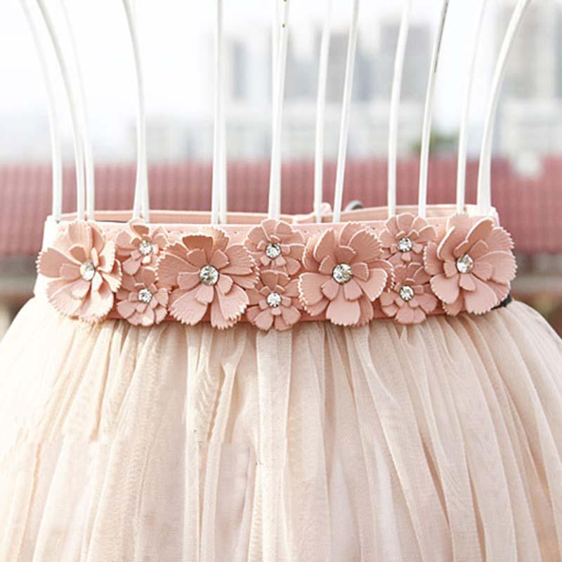 Single 2 Damesmode Bloemen Elastische Riem Verstelbare Riemen roze