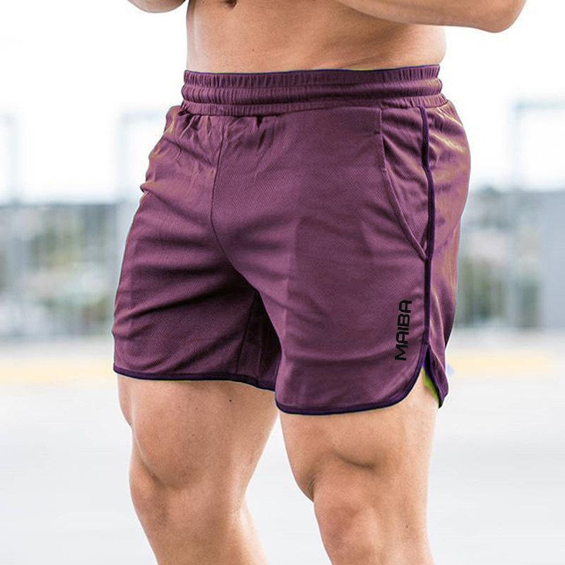 Lucky Black Cat Mannen Fitness Bodybuilding Shorts Man Zomer Sportscholen Workout Mannelijke Ademend Mesh Sneldrogende Sportkleding Jogger Strand Korte Broek M wijnrode kleur