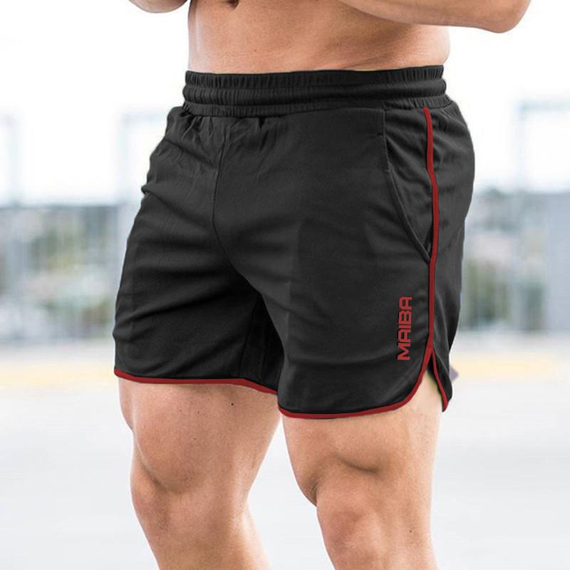 Lucky Black Cat Mannen Fitness Bodybuilding Shorts Man Zomer Sportscholen Workout Mannelijke Ademend Mesh Sneldrogende Sportkleding Jogger Strand Korte Broek L rood/zwart