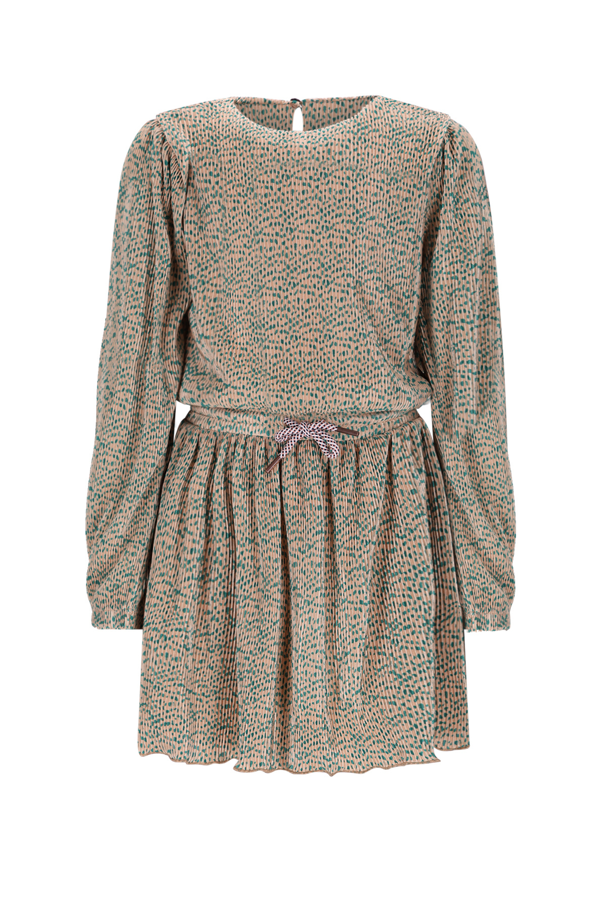 NoNo winter plisse jersey jurk meisjes - zand - Miron - AOP