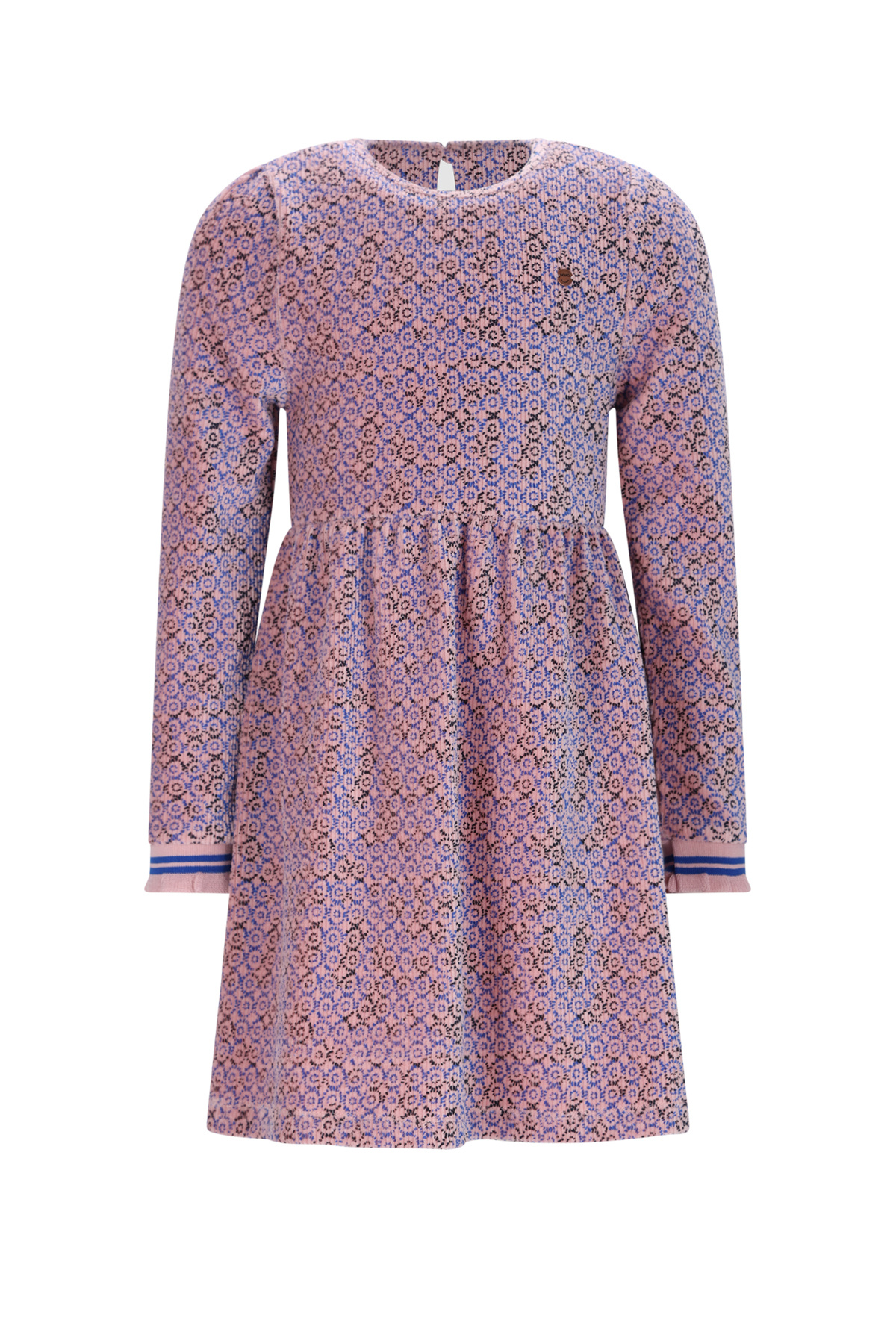 NoNo winter velvet jersey jurk meisjes - blauw - Maxim - AOP rib