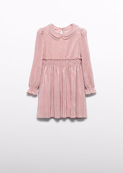 Abel & Lula winter jurk meisjes - roze - gebreid - geplooid