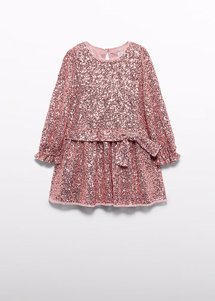 Abel & Lula winter jurk meisjes - roze - pailletten