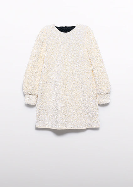 Abel & Lula winter jurk meisjes - wit - velvet - pailletten